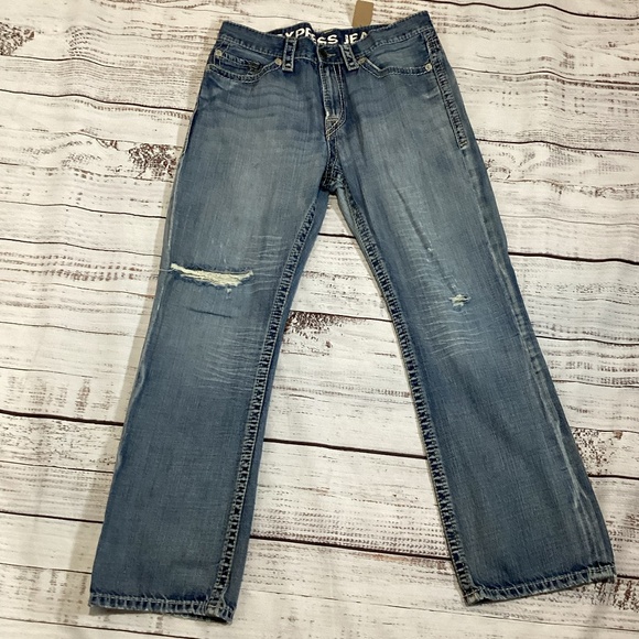 Express Other - 1606. Men’s Express Light Wash Boot Cut Distressed Jeans Size 33x32
